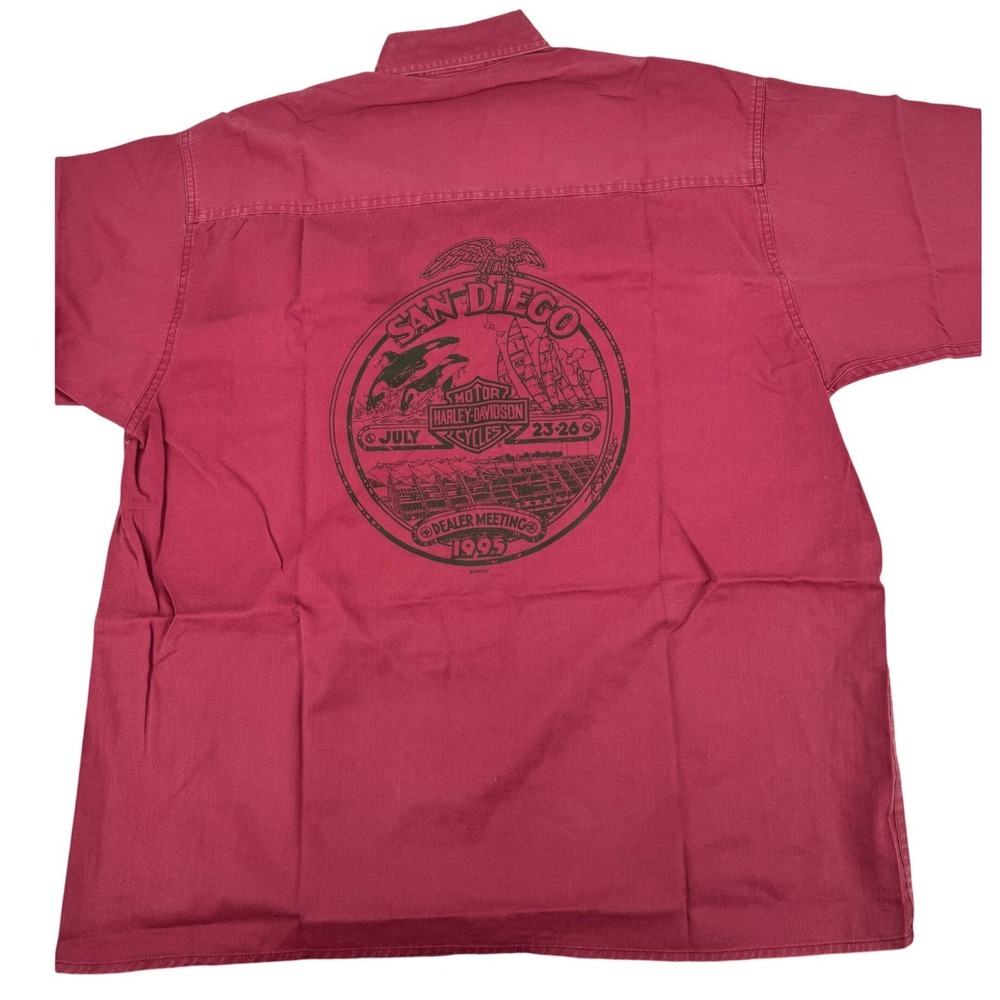 Harley Davidson Shirt Men XL Magenta 1995 San Diego Dealer Meeting Vintage